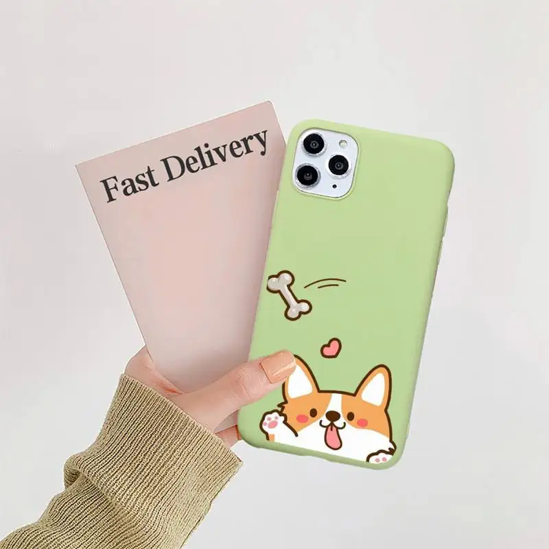 

Cartoon Corgi schnauzer dog Phone Case Candy Color for iPhone 11 12 mini pro XS MAX 8 7 6 6S Plus X SE 2020 XR