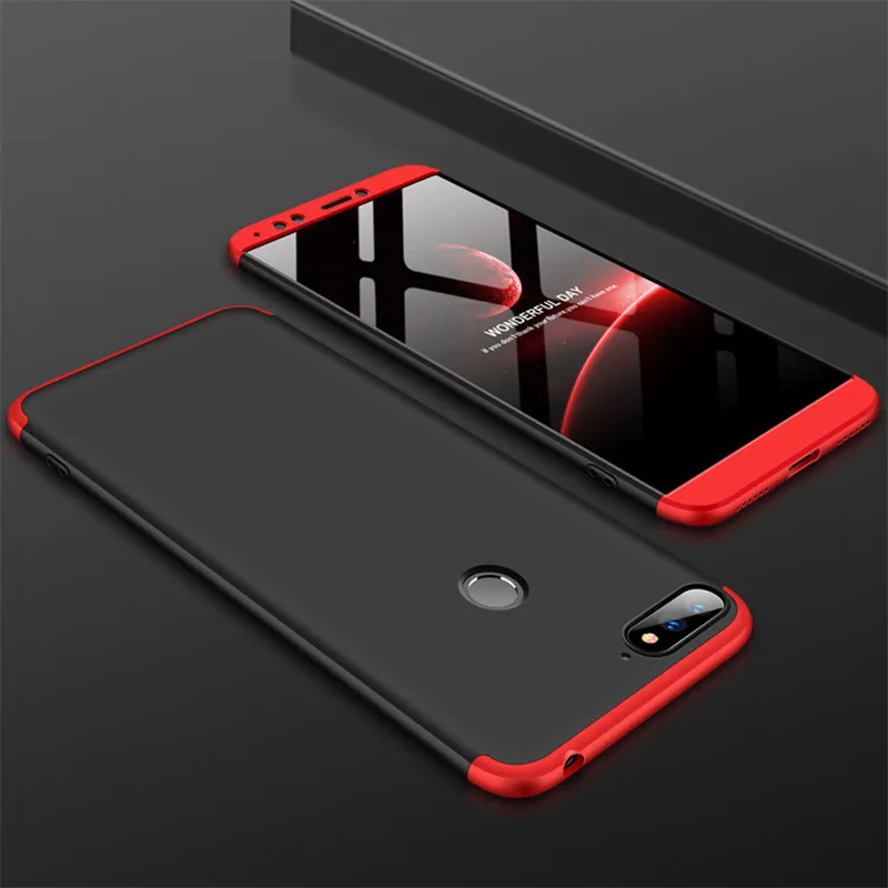 red black case 360 Защитный Передний+ задний стекло чехол huawei y6 жесткий чехол на huawei y6 prime телефона huawei y 6 чехол хуавей у6 чехол на хуавей у6 прайм у6 чехол на хуавей у 6 huawei y6 - Цвет: red black case