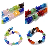 about 18pcsstrand colorful cartoon cat handmade lampwork glass beads for bracelet diy crafts jewelry making decor accessories