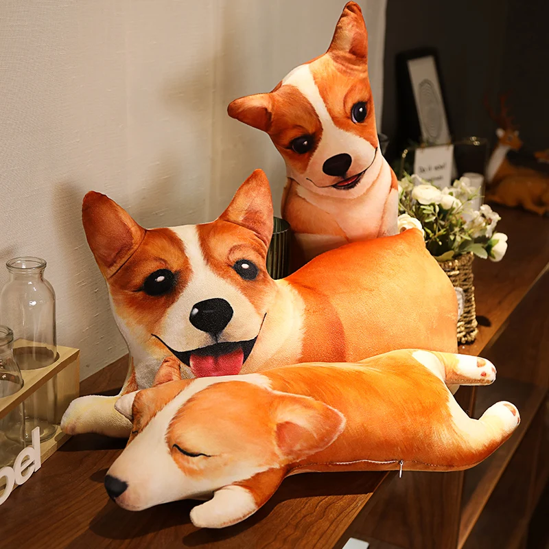 

New 50/65/85cm Simulation 3D Corgi Dog Plush Pillow Stuffed Soft Animal Dog Plush Toys Cartoon Cushion Cute Gift for Girl Kid