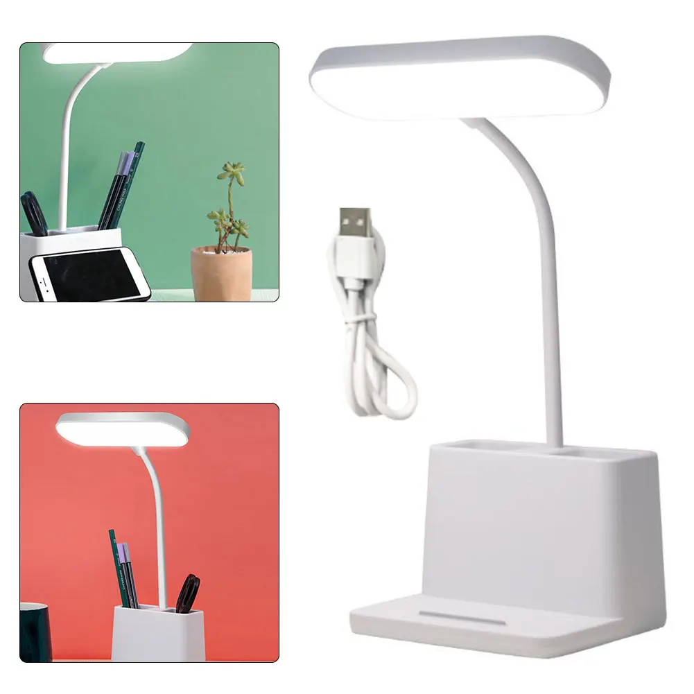 

Multifunctional LED Touch Desk Lamp USB Rechargeable Bedroom Table Light Mobile Phone Bracket Pen Holder Reading Lamp