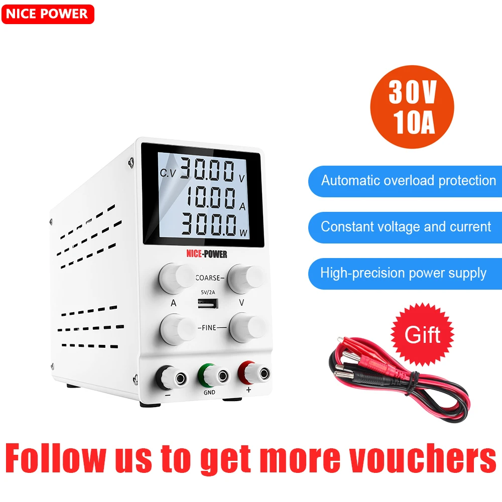 

NICE-POWER SPS3010D 30V 10A Adjustable DC Power Supply For Lab Bench adjustable Source Digital Voltage And Regulator ​Stabilizer