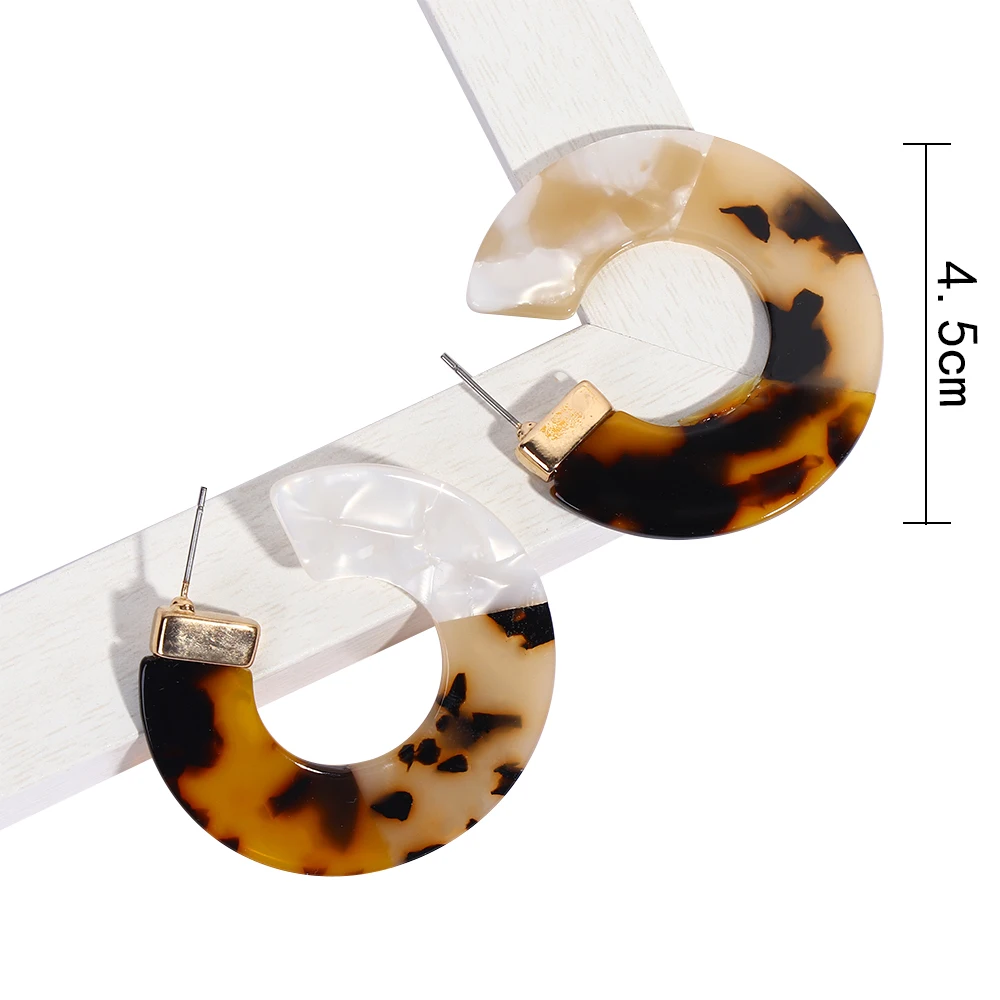 Женские Простые цветные круглые серьги-кольца из смолы с буквенным принтом