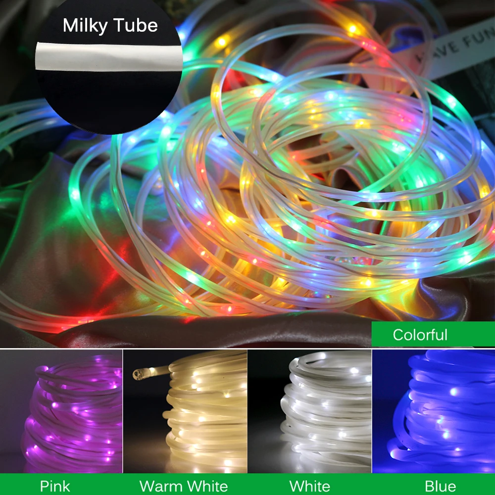 Outdoor LED Solar String Lights Waterproof Hose Colorful Garland for Xmas Party Wedding New Year Christmas Tree Decorations 10M | Лампы и