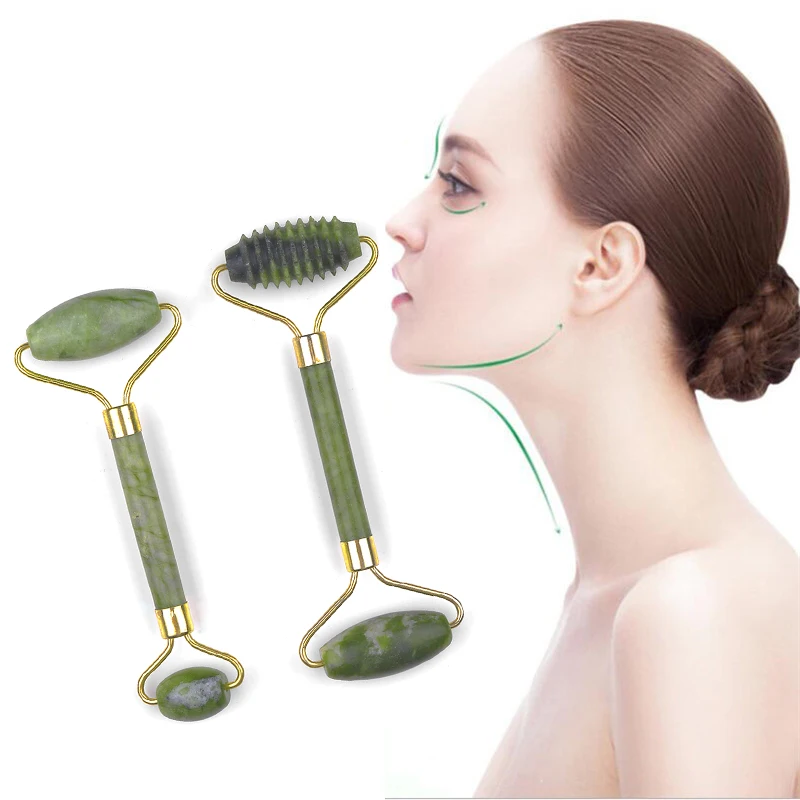 2шт нефритовые массажеры для тела лица Gua Sha скребок красота роликовый набор