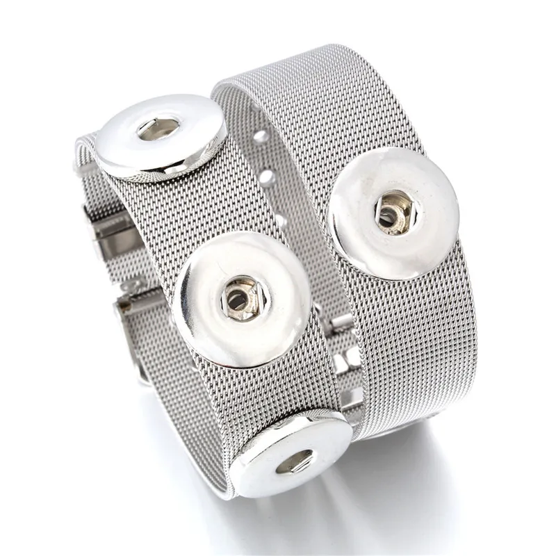 Распродажа браслеты унисекс со сменными кнопками 18 мм из нержавеющей стали для