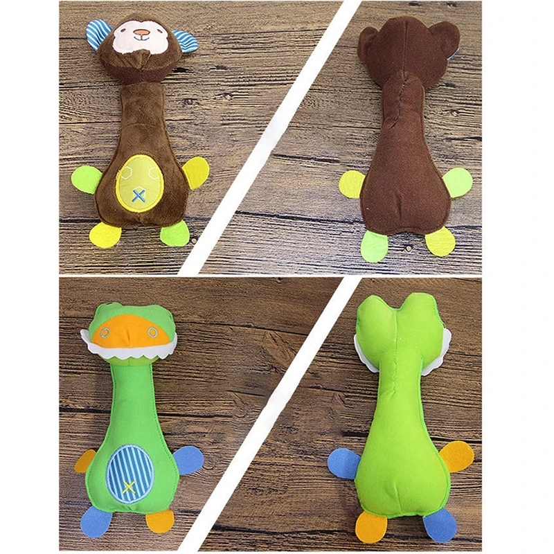 

3PCS Hot Selling Squeaky Plush Dog Toy Fashion Cartoon Plush Animal Dog Toy Pet Teething Toy For Dog Dog Supplies Multicolor