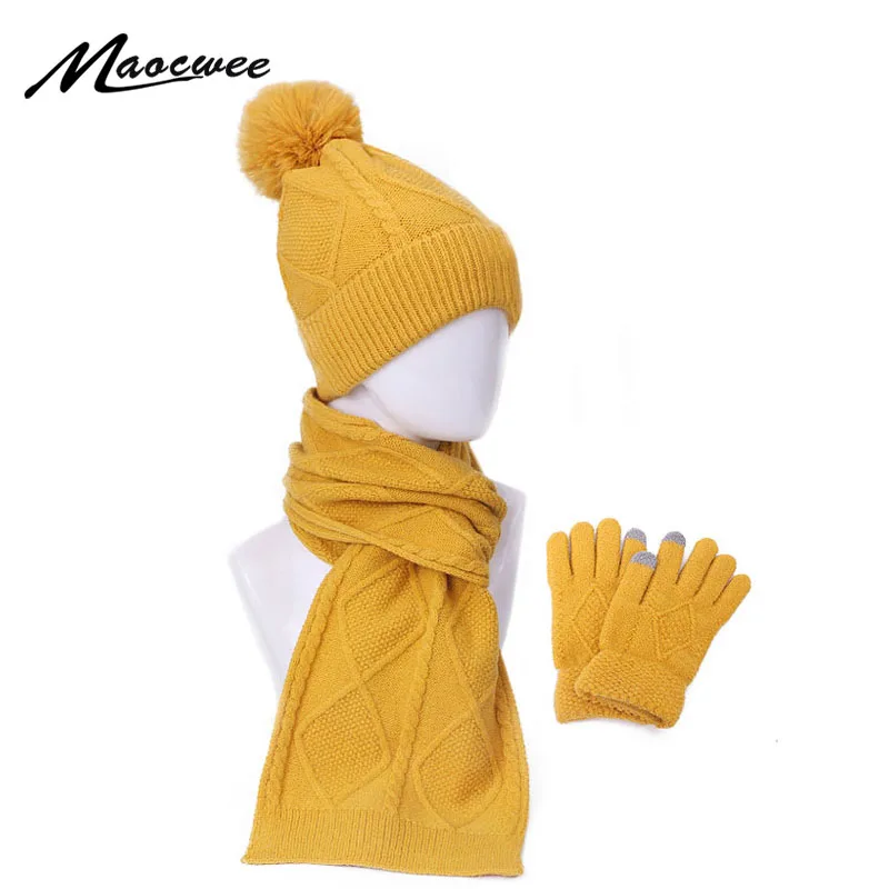 Новинка комплект из трех предметов: шарф шапка перчатки теплая уличная для