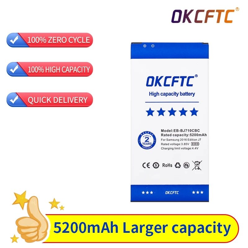 

EB-BJ710CBC Original OKCFTC 5200mAh Battery for Samsung 2016 Edition J7 SM-J7109 J7108 J7008 J7009 J700F J710 J710F J710FN J710M