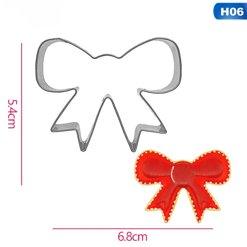 06 Stainless Steel Biscuit Mould Santa Claus Shape Fondant Cake Mold DIY Sugar Craft Xmas 3D Pastry Cookie Cutters Cake Tools - Color: 06