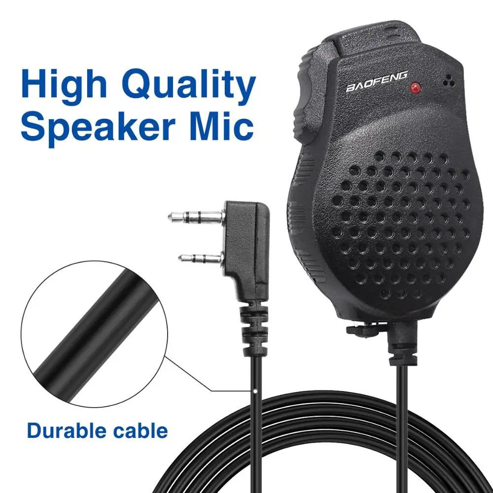 baofeng uv 82 dual ptt handheld speaker mic microphone for baofeng uv 82 uv 82hp gt 5tp portable radio walkie talkie free global shipping