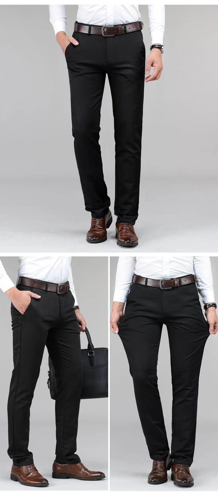 Plus Size 40 42 44 Men's Tencel Casual Pants Not Ash High Quality Fashion Business Straight Elastic Trousers Male Brand Clothes