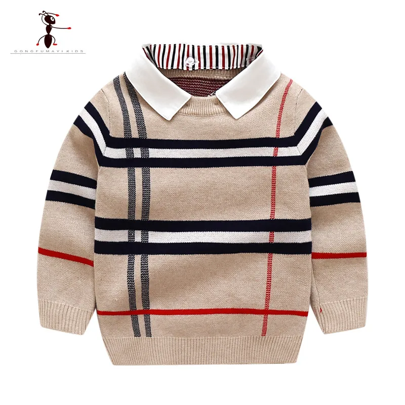 

Kung Fu Ant Arrival Casual Autumn Boys Sweaters for Boys O-Neck Or Turn-Down Cotton Knitted Kids Clothes Tops