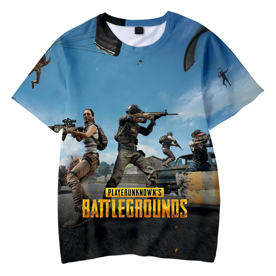 

2021 летняя детская футболка для игры Pubg, футболка оверсайз с 3d принтом для стимуляции игры поле боя, мужская и женская футболка, модные топы в ...