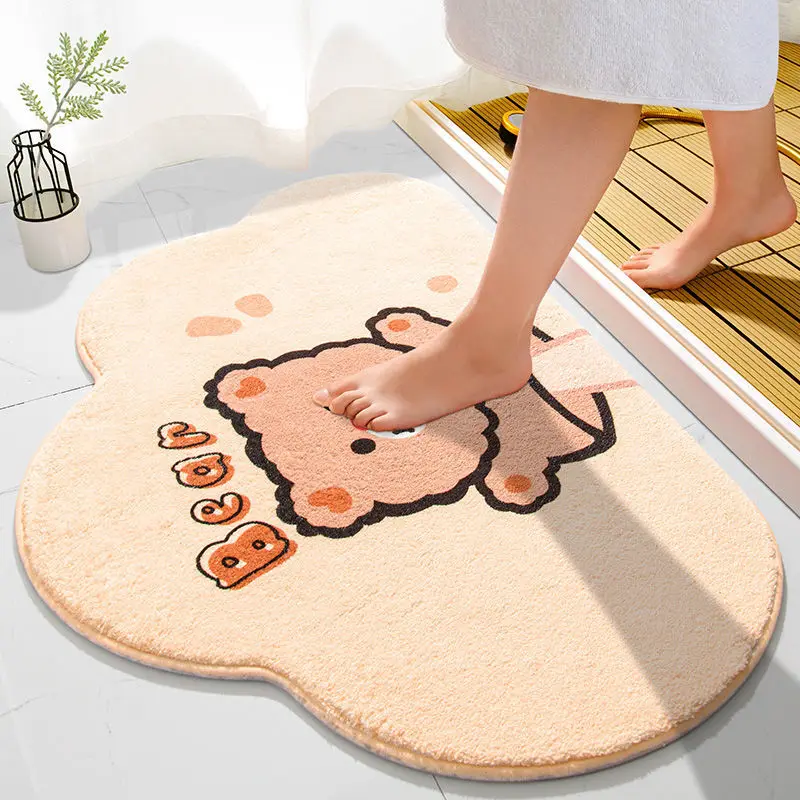 

Cartoon Cute Mats Living Room Decor Carpet Bathroom Non-slip Absorbent Door Mats Bedroom Bedside Area Rugs Soft Cute Foot Pads
