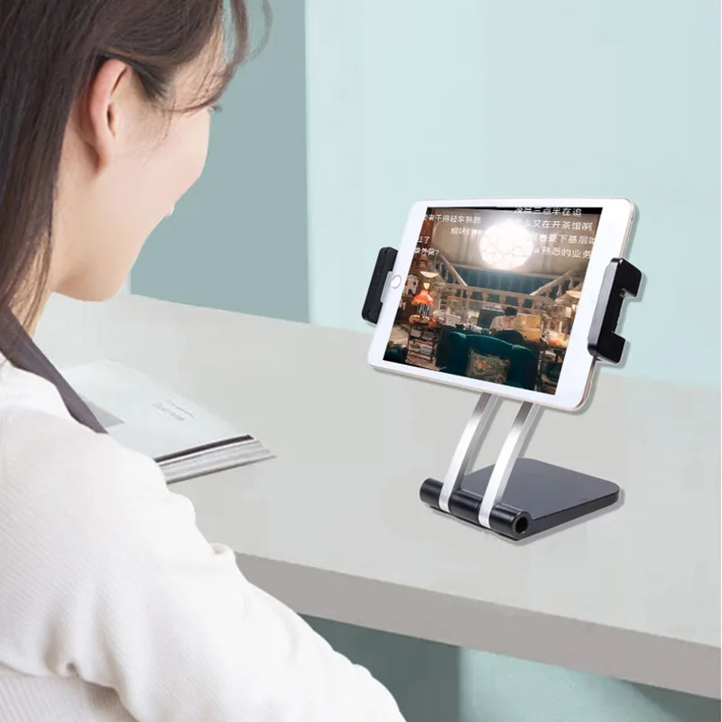 

Adjustable Aluminum Tablet Stand Multi-Angle Non-Slip Desk Tablet/Phone Holder for iPad Tab Kindle Nintendo Switch (Up to 12.9")