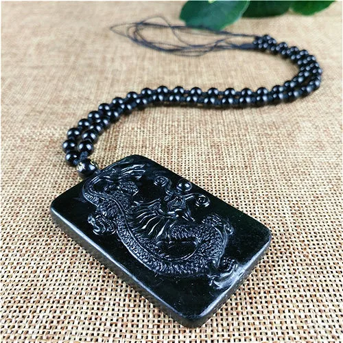 Сертифицированный китайский натуральный черный зеленый Нефритовый дракон кулон