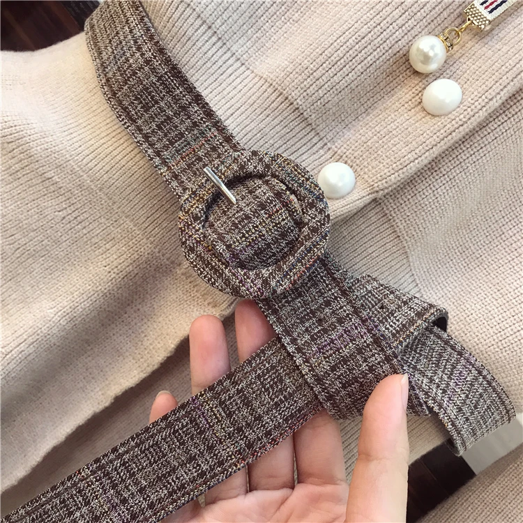 Винтажный клетчатый вязаный кардиган комплект из двух предметов женский