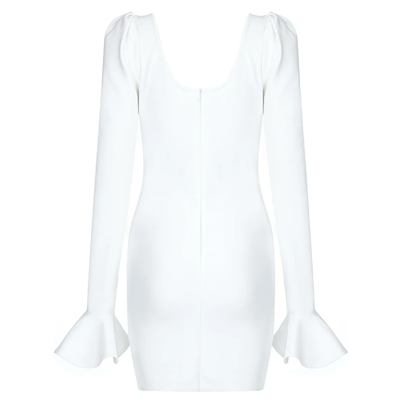 

Beateen Sexy V Neck Long Flare Sleeves Mini Bodycon Bandage Dress 2019 Autumn New Fashion Women Party Vestidos