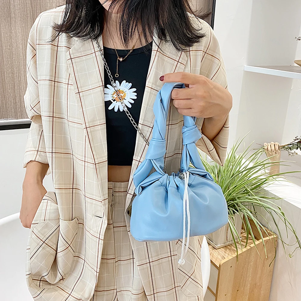 

Fashion Classic Texture Pleated Shoulder Bucket Bag For Women Casual PU Leather Women Drawstring Crossbody Handbags