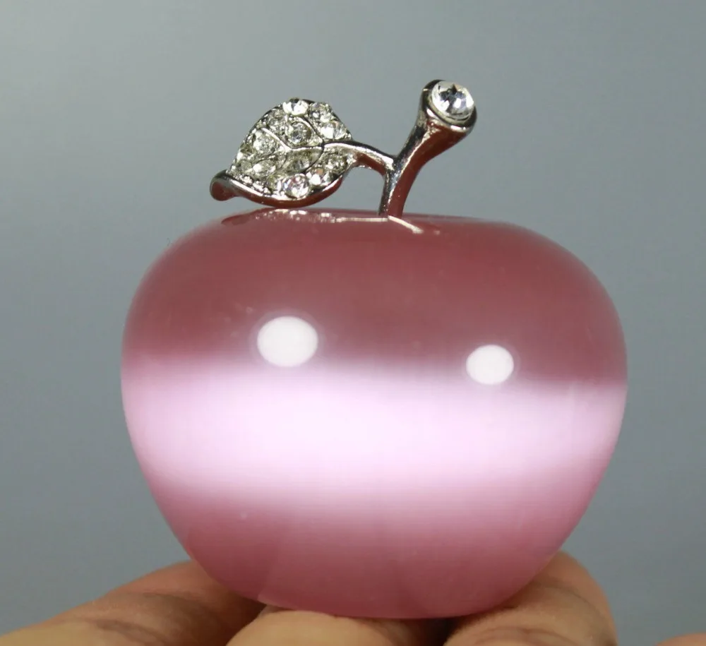 

50 мм красивый натуральный кошачий глаз, кристалл, фигурка Apple, украшение, кристаллический подарок