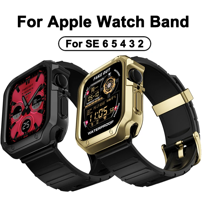 

TPU For Apple Watchband Series 6 5 4 3 electroplating protective shell 38-40mm 42-44mm iWatch bracelet sports smart watch strap