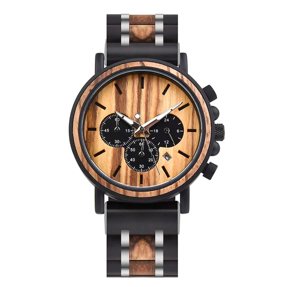 

BOBO BIRD Wooden Mens Watch 2020 Luxury Quartz Multifunction Luminous Hand For Men Wood Timepieces Chronograph Clocks OEM