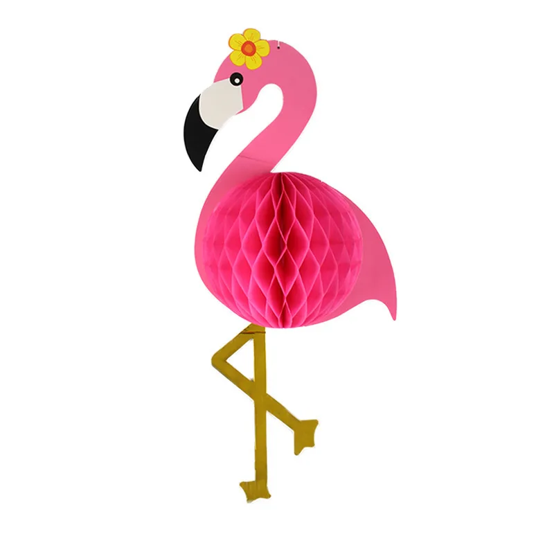 

flamingo birthday theme party decoration pineapple honeycomb ball arrangement flag Garland Banner paper fan party supplies