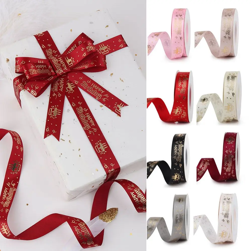 

Card Decor Bowknot 20mm 20 Yards Printed DIY Gift Box Wrapping Happy Birthday Grosgrain Ribbons Birthday Ribbon