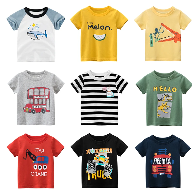 

Kids T Shirts for Girls Boys Children Summer Cotton Cartoon Dinosaur Printing Car Tops T-shirt Children's Clothes Baby Infant