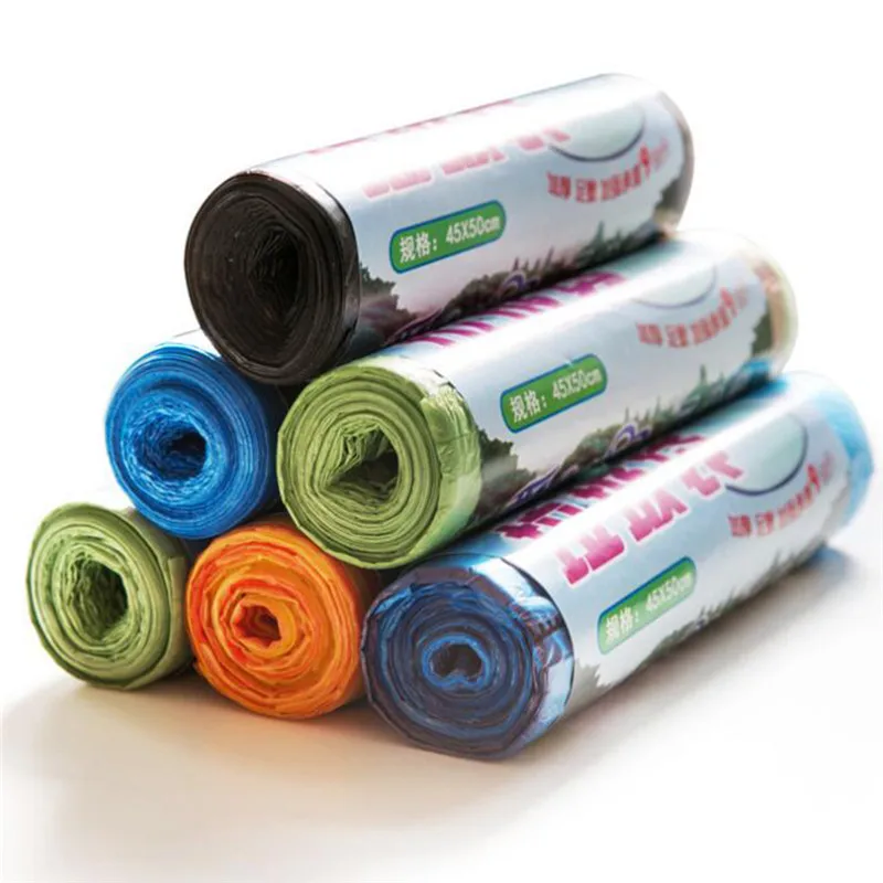 1 рулон 15 разноцветных мешков для мусора на завязках ванной комнаты спальни офиса