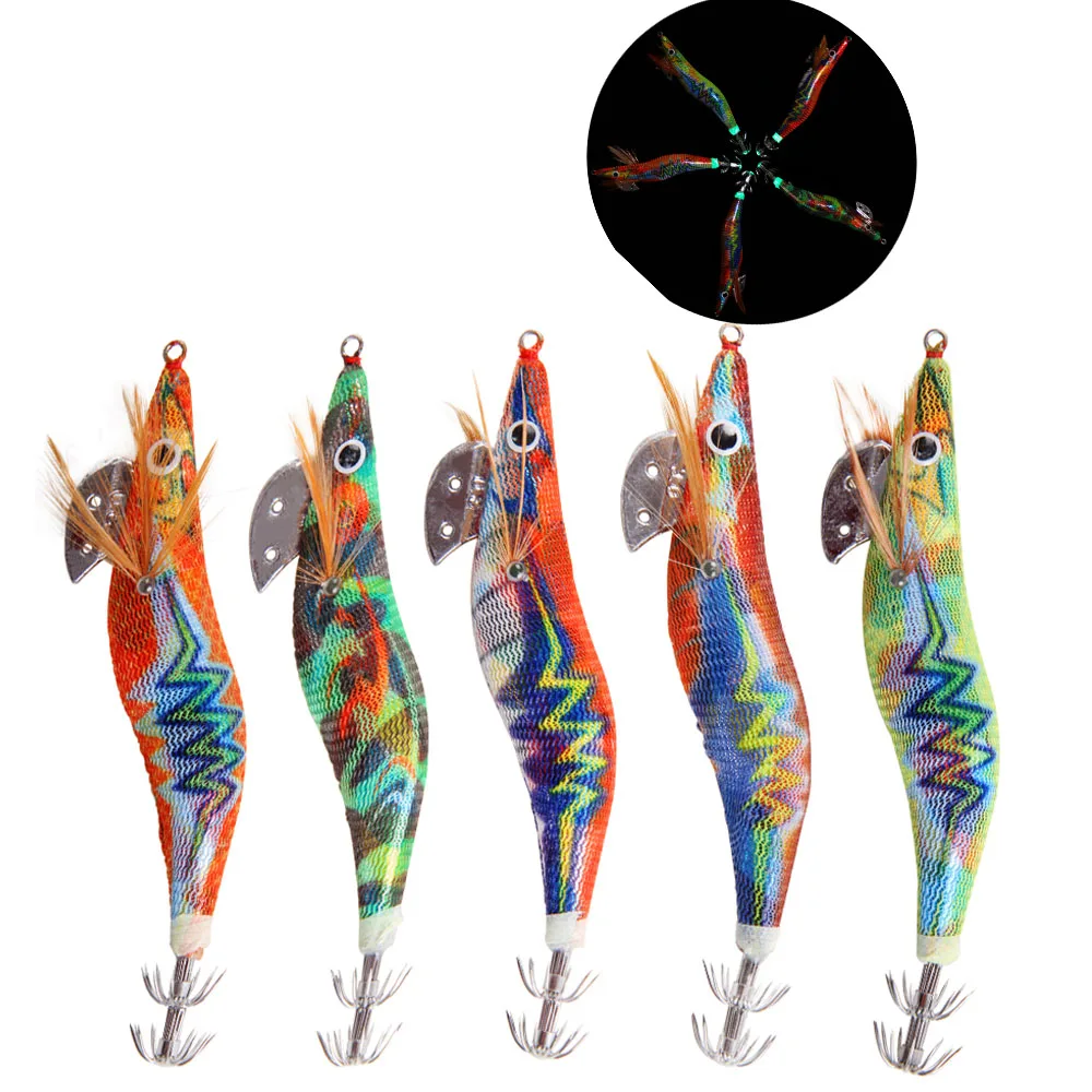 15 шт./упак. осьминог световой крючки для кальмара станок и Каракатица креветки