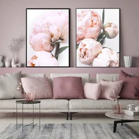 scandinavian art flower canvas poster blush peony floral print painting nordic style wall picture modern living room decoration