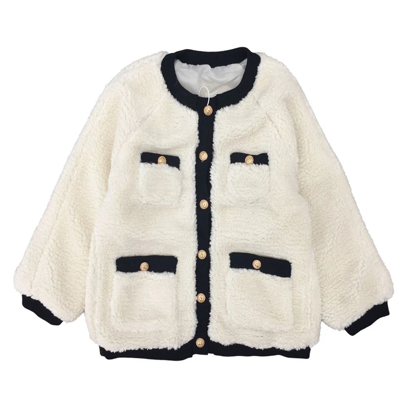 

2020 autumn and winter new furry mid-length loose fur retro contrast wool coat small fragrance all-match temperament girl jacket