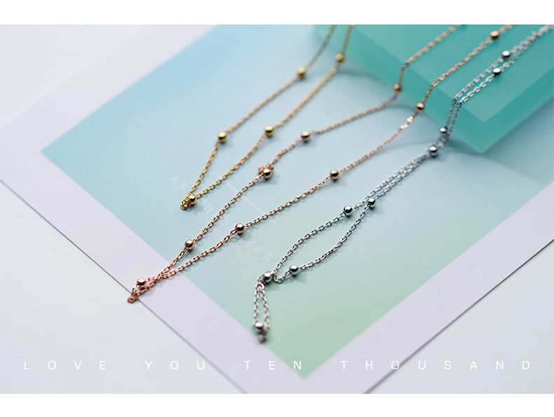 Настоящее серебро 925 пробы, простые бусы, цепочки, ожерелье для темпераментных женщин, хорошее ювелирное изделие,(SN210