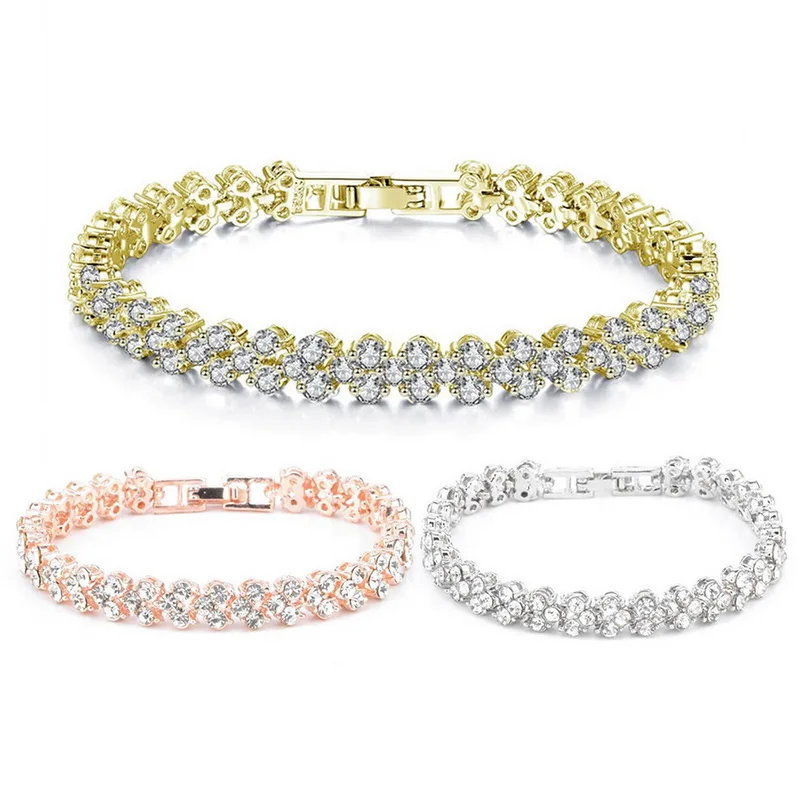 Новый Изысканный Роскошный Римский Кристальный браслет простой набор с