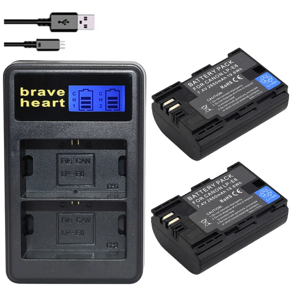 7 4 v 2650mah батарея LP-E6 LP-E6N LP E6 E6N Камера Батарея для Canon EOS 5DS 5D Mark II III 6D 7D 60D 60Da 70D 80D |
