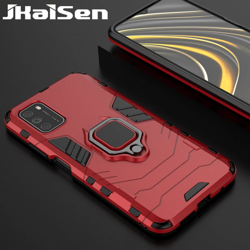 

JKaiSen Ring Kickstand Phone Case For Xiaomi Pocophone F1 POCO F2 Pro Strong Shockproof Protective Cover For POCO M3 POCO X3 NFC