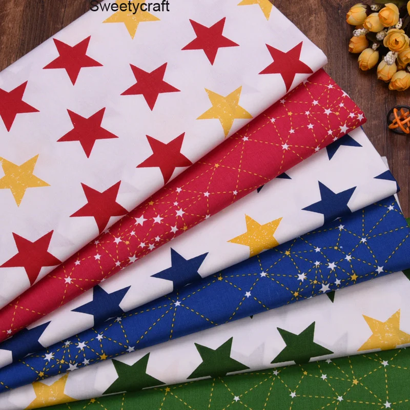 Детская хлопковая ткань с принтом голубая звезда Twill простыня для лоскутного