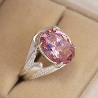 european and american womens pink zircon ring anniversary knuckle ring jewelry elegant ladies accessories