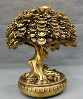 wholesale factory 15 chinese pure bronze folk wealth coin statue decoration brass yuanbao money tree set 25 off