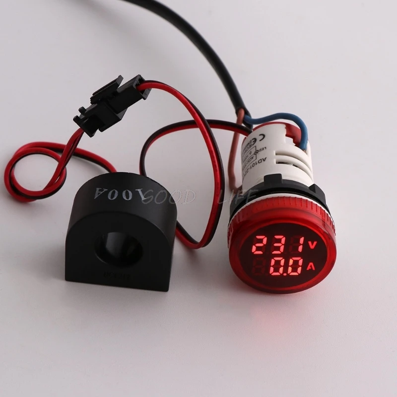 

Mini Digital Voltmeter 2in1 22mm AC 50-500V 0-100A Amp & Voltmeter Ammeter Voltage Current Meter with CT