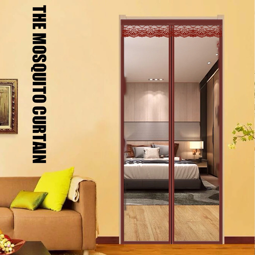 

Anti Mosquito Net Magnetic Door Screen Insect Fly Bug Self Adhesive Net Polyester No Drill Door Curtain for Kitchen Bedroom