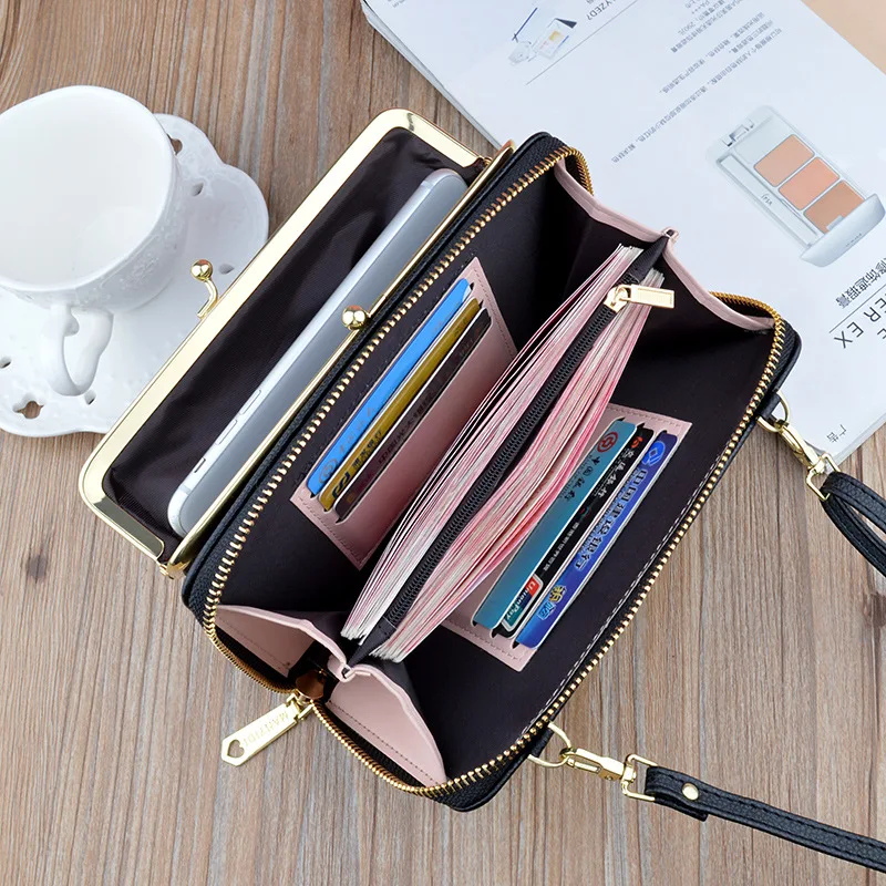 New Women Phone Messenger Bag Over The Shoulder Large Capacity Simple Soft Leather Crossbody Bags Female Handbags Ladies Wallet