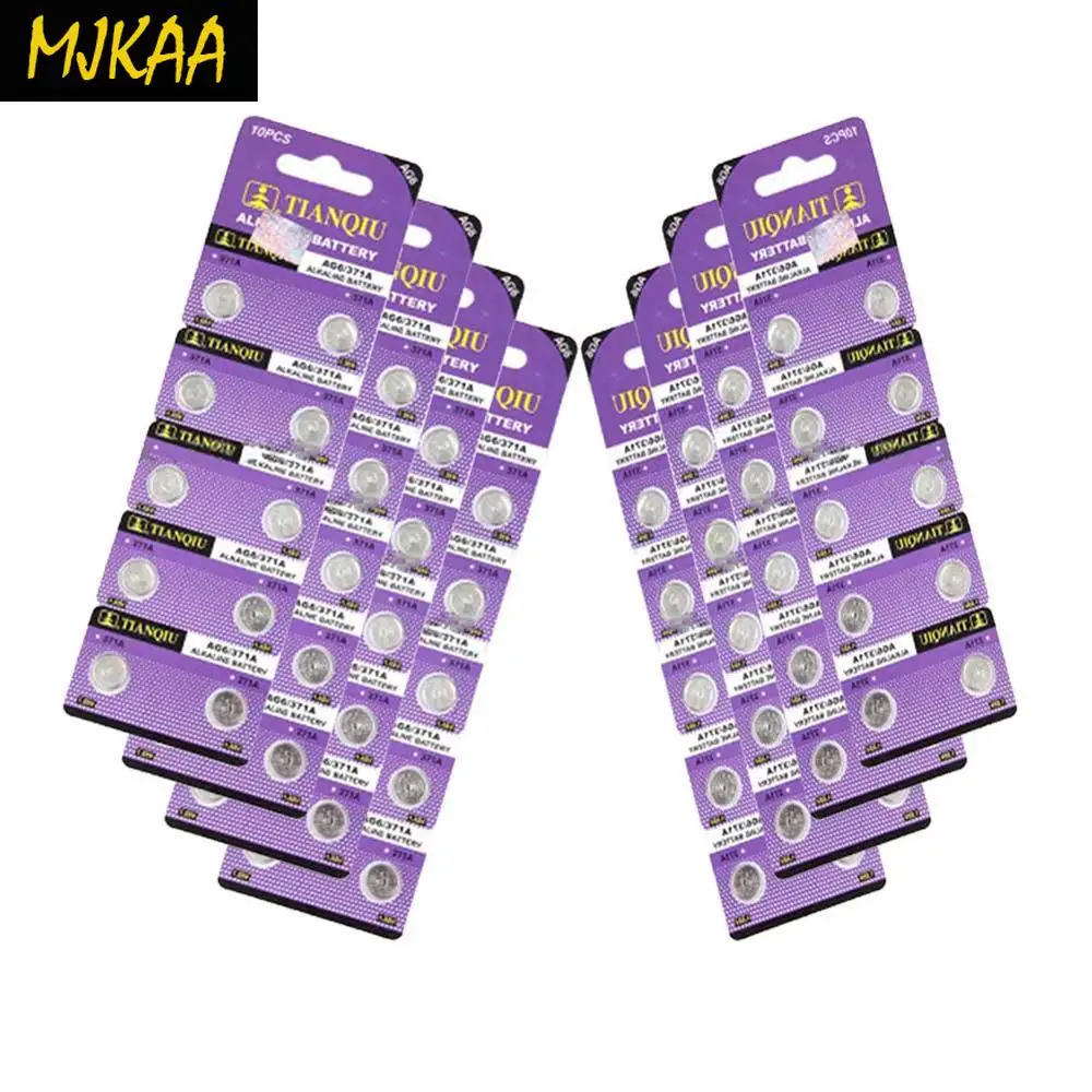 MJKAA, 50 шт в наборе, SR920SW AG6 1,5 V 371 D371 605 SR69 Щелочная монетная Кнопка сотового телефона Батарея для часов