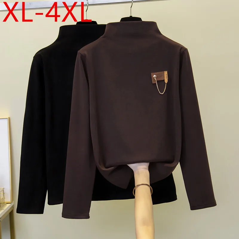 

Женская футболка с длинным рукавом и высоким воротником, размеры XL, 2XL, 3XL, 4XL