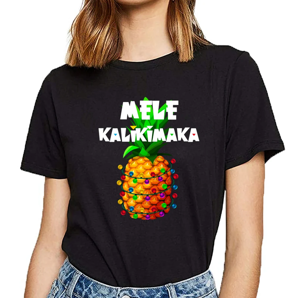 

Женские футболки Рождество ананас mele kalikimaka Гавайи xmas Забавный Harajuku Хлопковая женская футболка