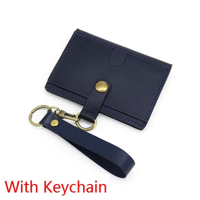 Blue-Keychain Япония и Корея, мужской кошелек, первый слой, коровья кожа, водительские права, чехол для карт, женский, для шеи, ID, значок, автобус, карты, наборы, брелок - Цвет: Blue-Keychain