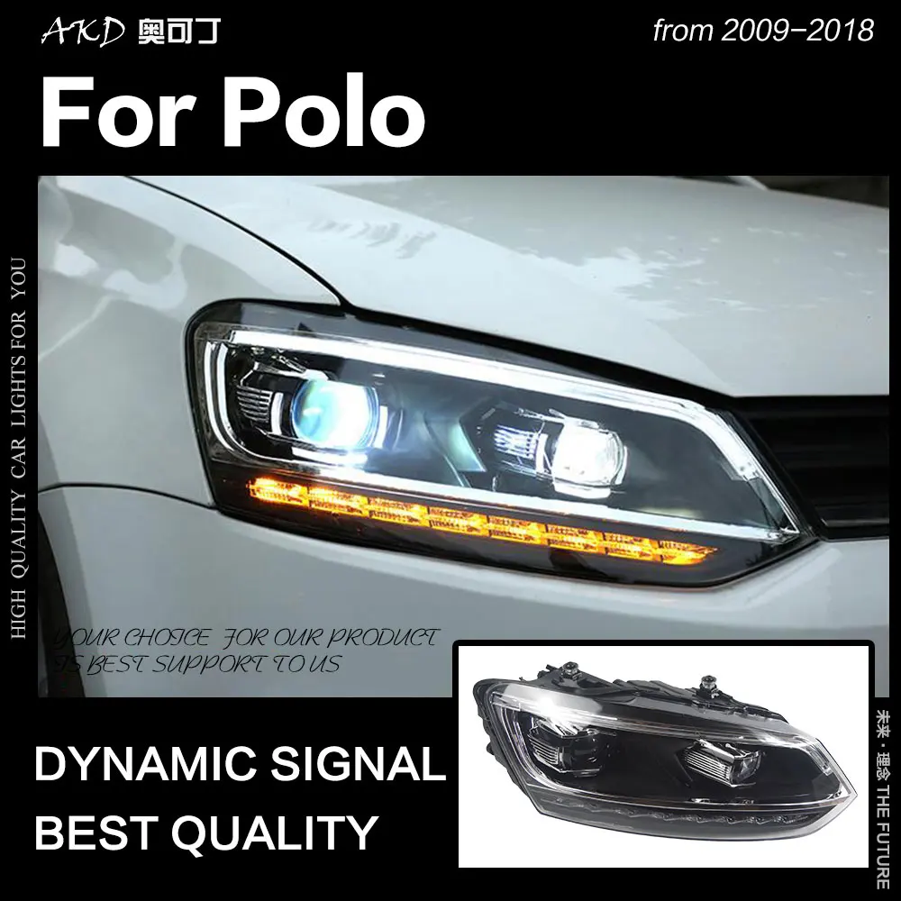 АКД стайлинга автомобилей для Polo фары 2010 2018 Vento светодиодный задний фонарь DRL Hid