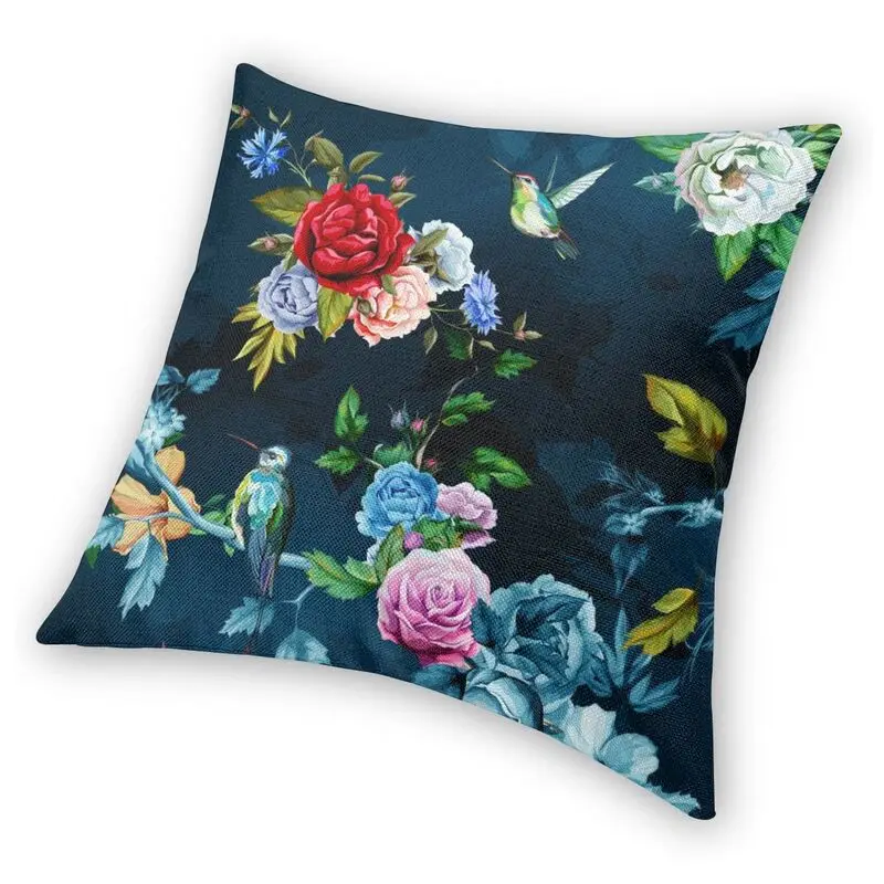 Темно синего цвета с цветочным узором и покладая рук Подушка птицей Чехол дома